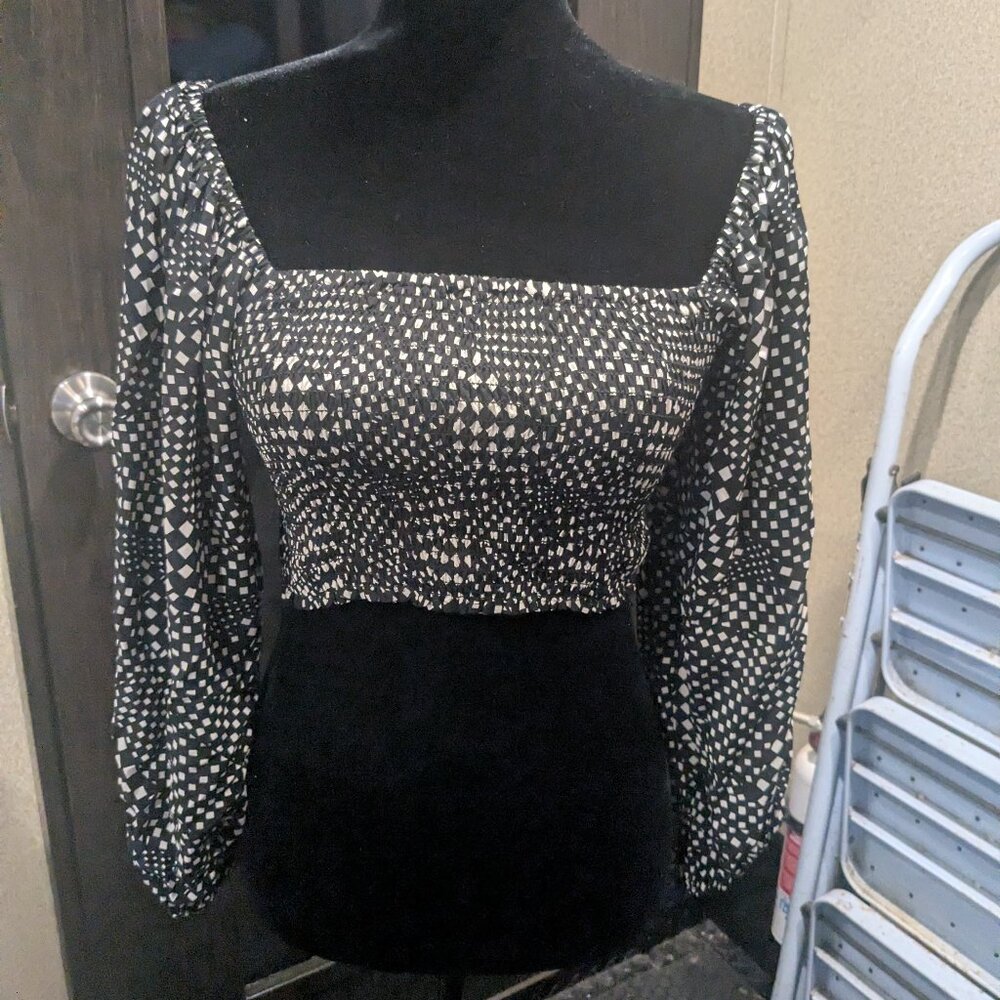🖤 Whimsy + Row Cameron Top in Black Checker – Size Small